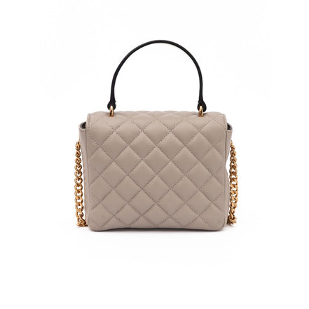 Versace Taupe Quilted Leather Handbag