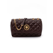 Borsa a tracolla Versace in pelle trapuntata marrone