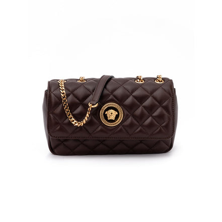 Borsa a tracolla Versace in pelle trapuntata marrone