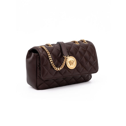 Borsa a tracolla Versace in pelle trapuntata marrone
