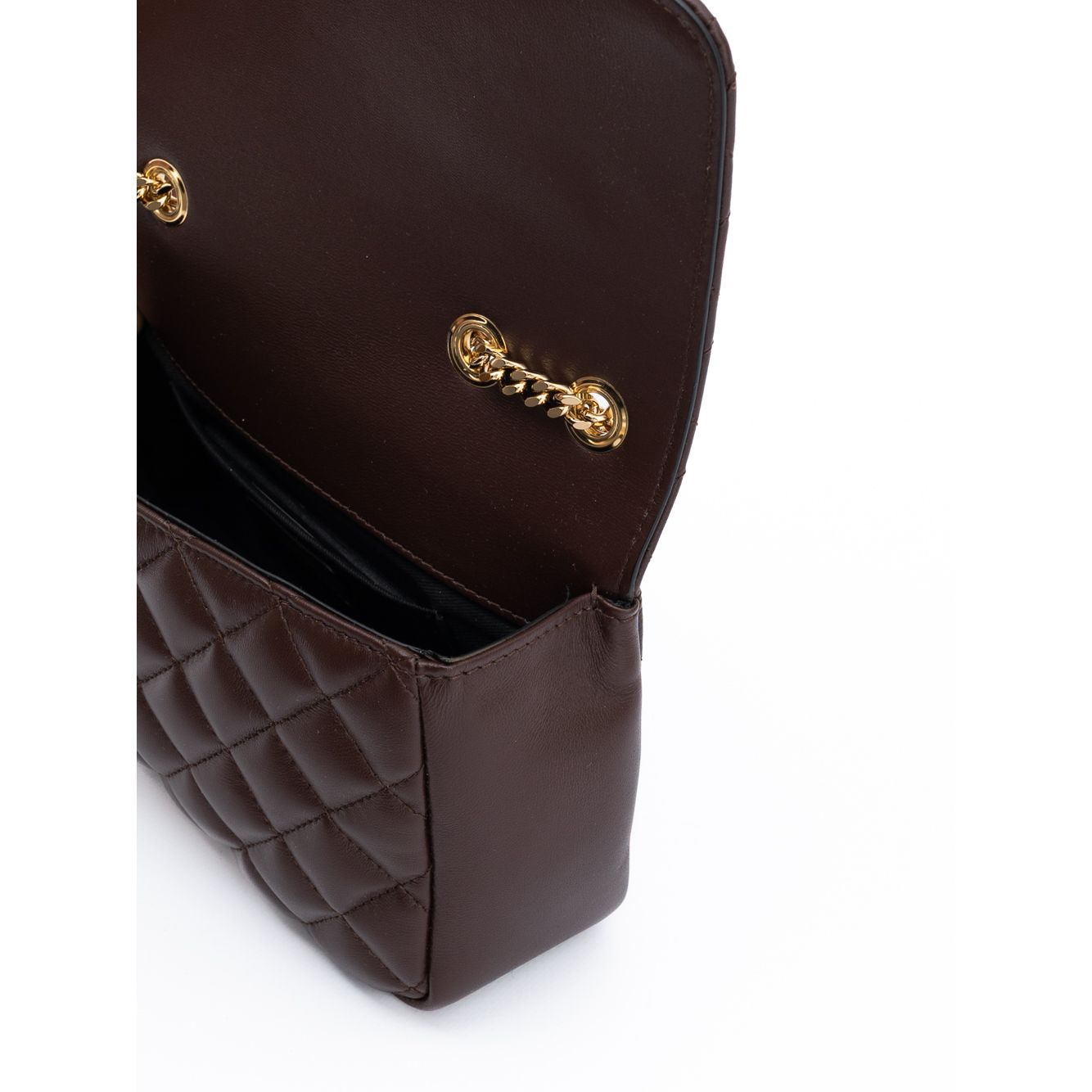 Borsa a tracolla Versace in pelle trapuntata marrone