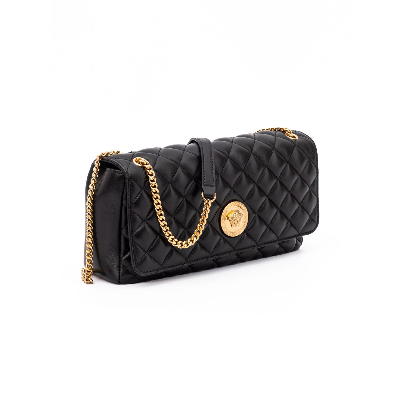 Borsa Versace con tracolla in pelle trapuntata nera
