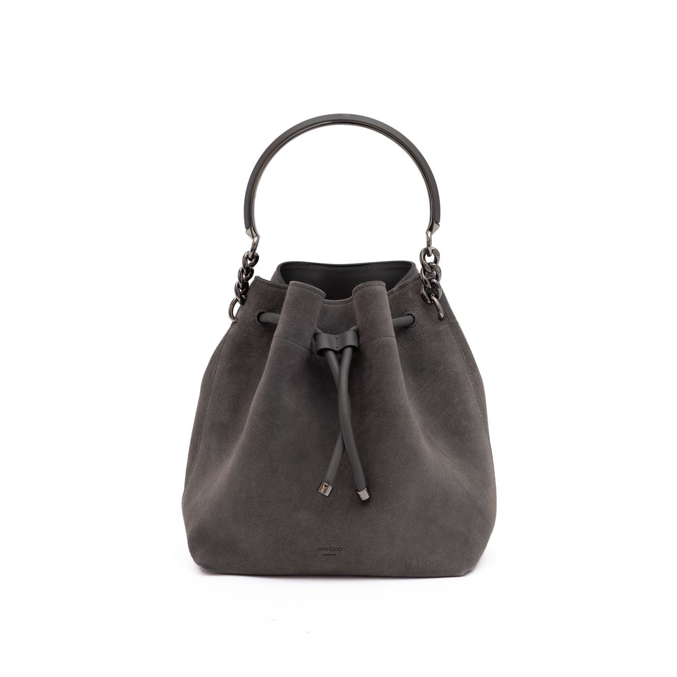 Jimmy Choo Secchiello Bon Bon in camoscio grigio scuro