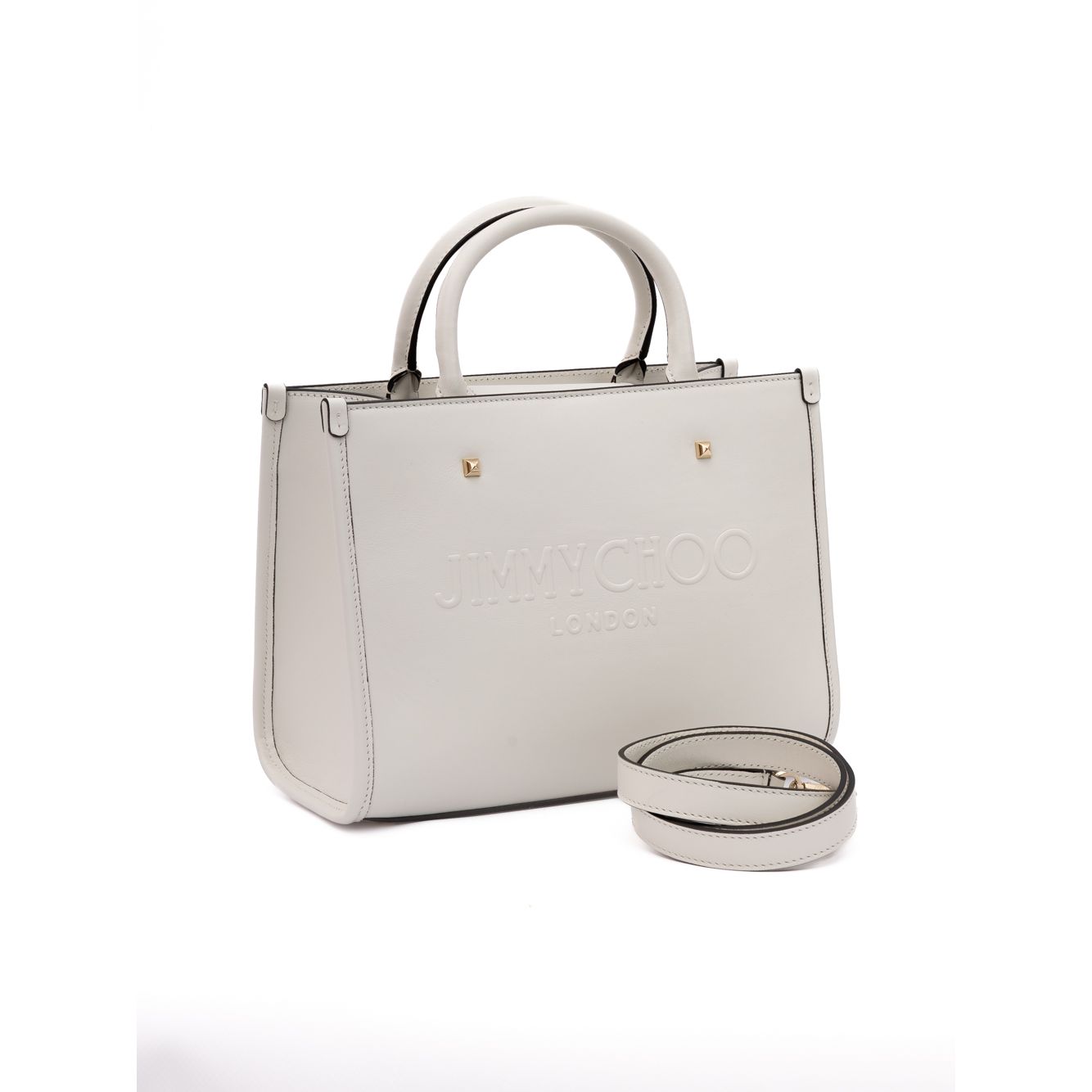 Borsa a mano in pelle Jimmy Choo White Avenue S Tote