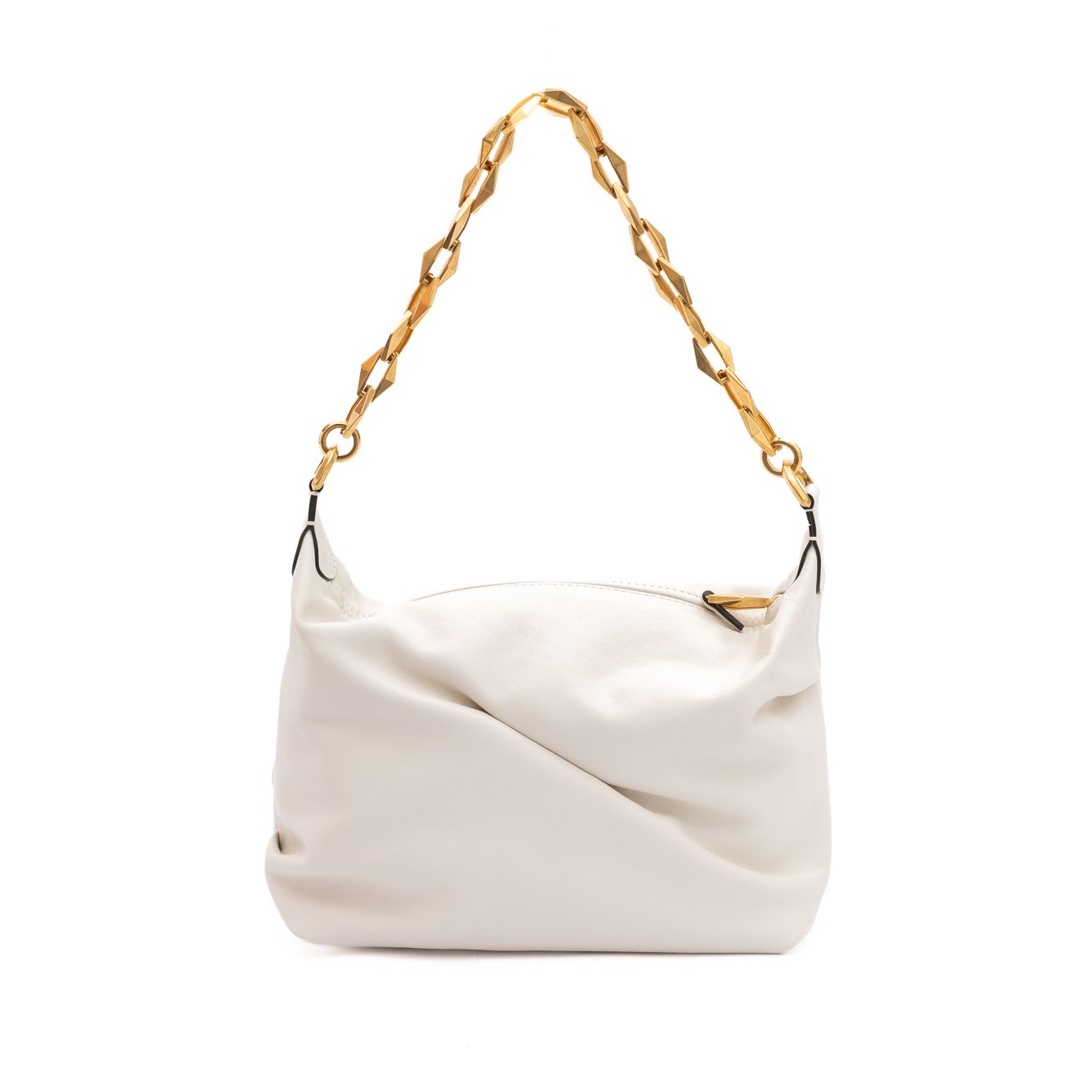 Sac porté épaule Jimmy Choo Hobo en cuir blanc diamant