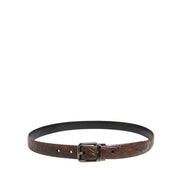 Ceinture Dolce & Gabbana en cuir marron avec boucle en métal argenté