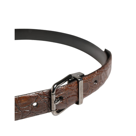 Ceinture Dolce & Gabbana en cuir marron avec boucle en métal argenté