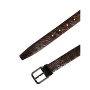 Ceinture Dolce & Gabbana en cuir marron avec boucle en métal argenté