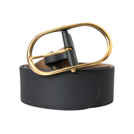 Ceinture Dolce & Gabbana en cuir noir avec boucle ovale classique en métal