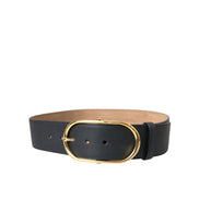 Ceinture Dolce & Gabbana en cuir noir avec boucle ovale classique en métal