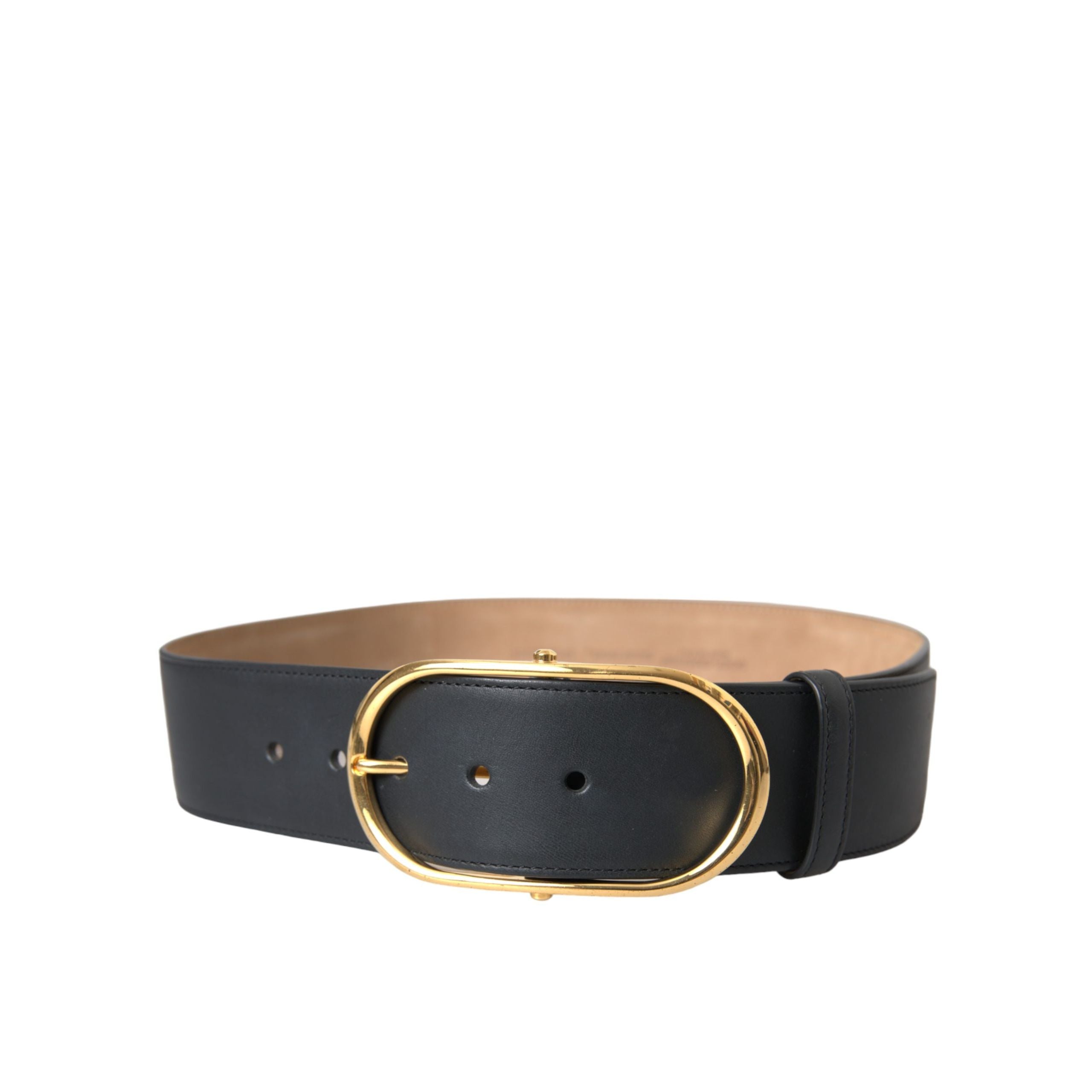 Ceinture Dolce & Gabbana en cuir noir avec boucle ovale classique en métal
