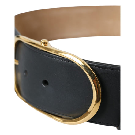 Ceinture Dolce & Gabbana en cuir noir avec boucle ovale classique en métal