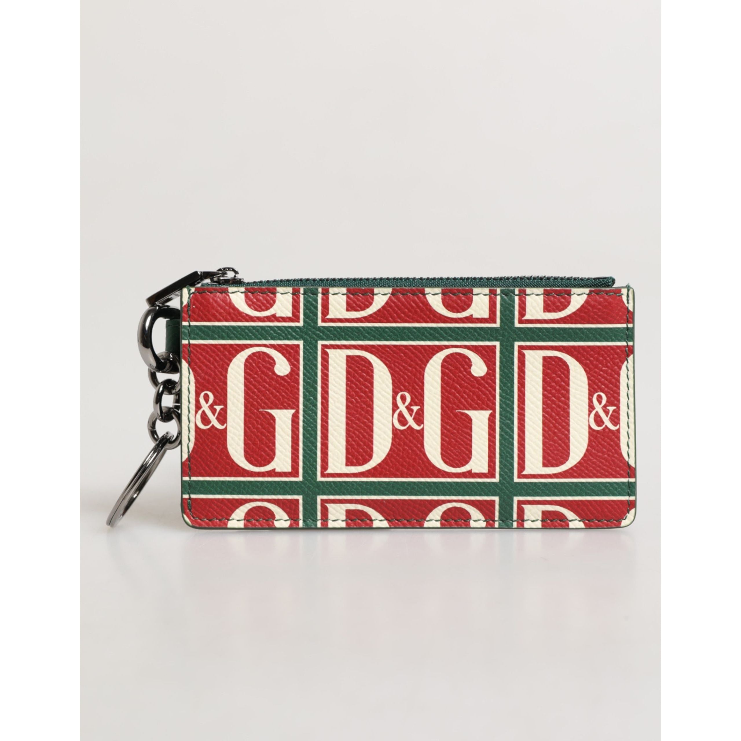 Porte-cartes Dolce & Gabbana en cuir de veau vert avec imprimé logo monogramme