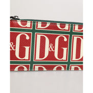 Porte-cartes Dolce & Gabbana en cuir de veau vert avec imprimé logo monogramme