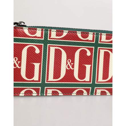 Porte-cartes Dolce & Gabbana en cuir de veau vert avec imprimé logo monogramme