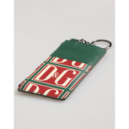 Porte-cartes Dolce & Gabbana en cuir de veau vert avec imprimé logo monogramme