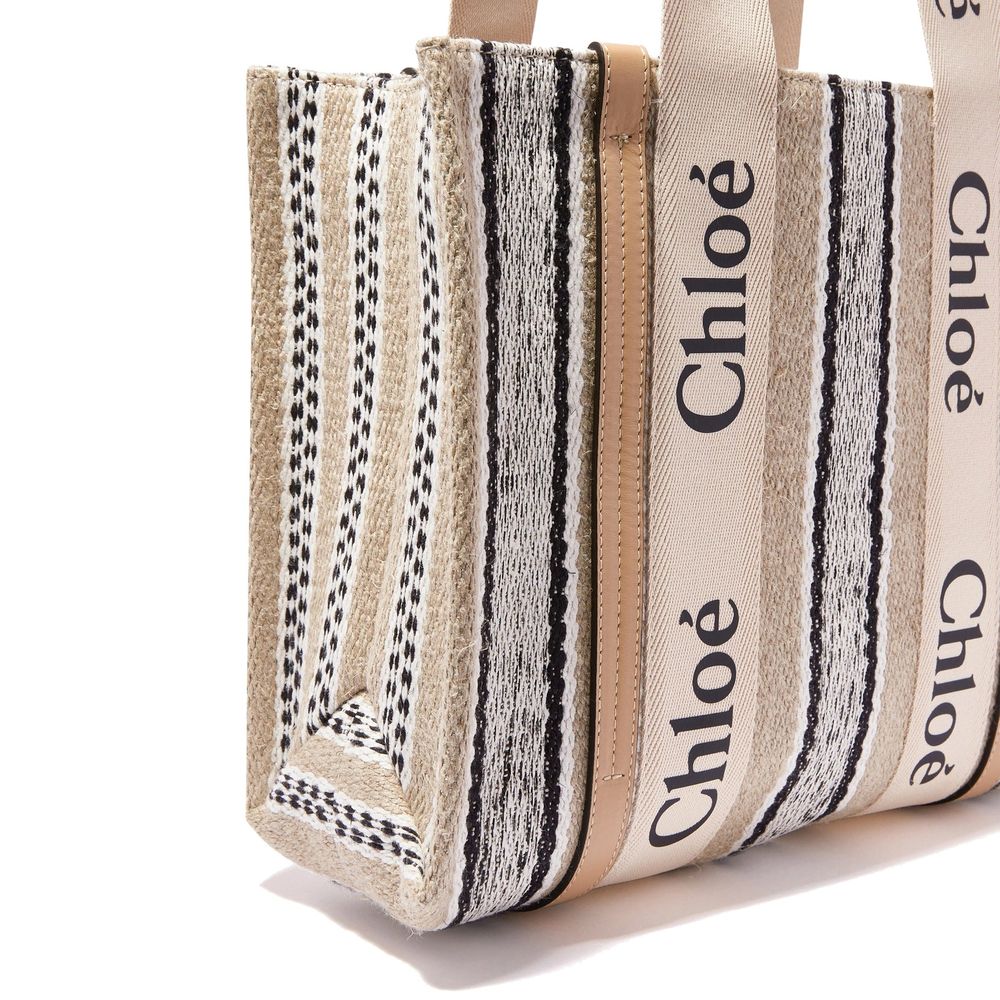 Borsa tote Chloé in lino beige