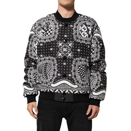 Bomber pour homme Dolce & Gabbana motif bandana noir et blanc