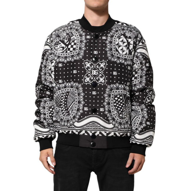 Bomber pour homme Dolce & Gabbana motif bandana noir et blanc