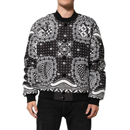 Giacca Bomber Uomo Dolce & Gabbana Stampa Bandana Nera Bianca