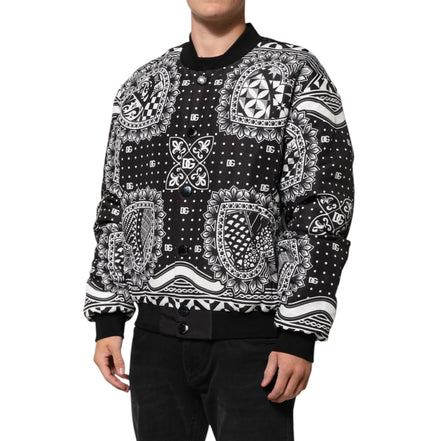 Bomber pour homme Dolce & Gabbana motif bandana noir et blanc