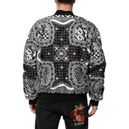 Bomber pour homme Dolce & Gabbana motif bandana noir et blanc
