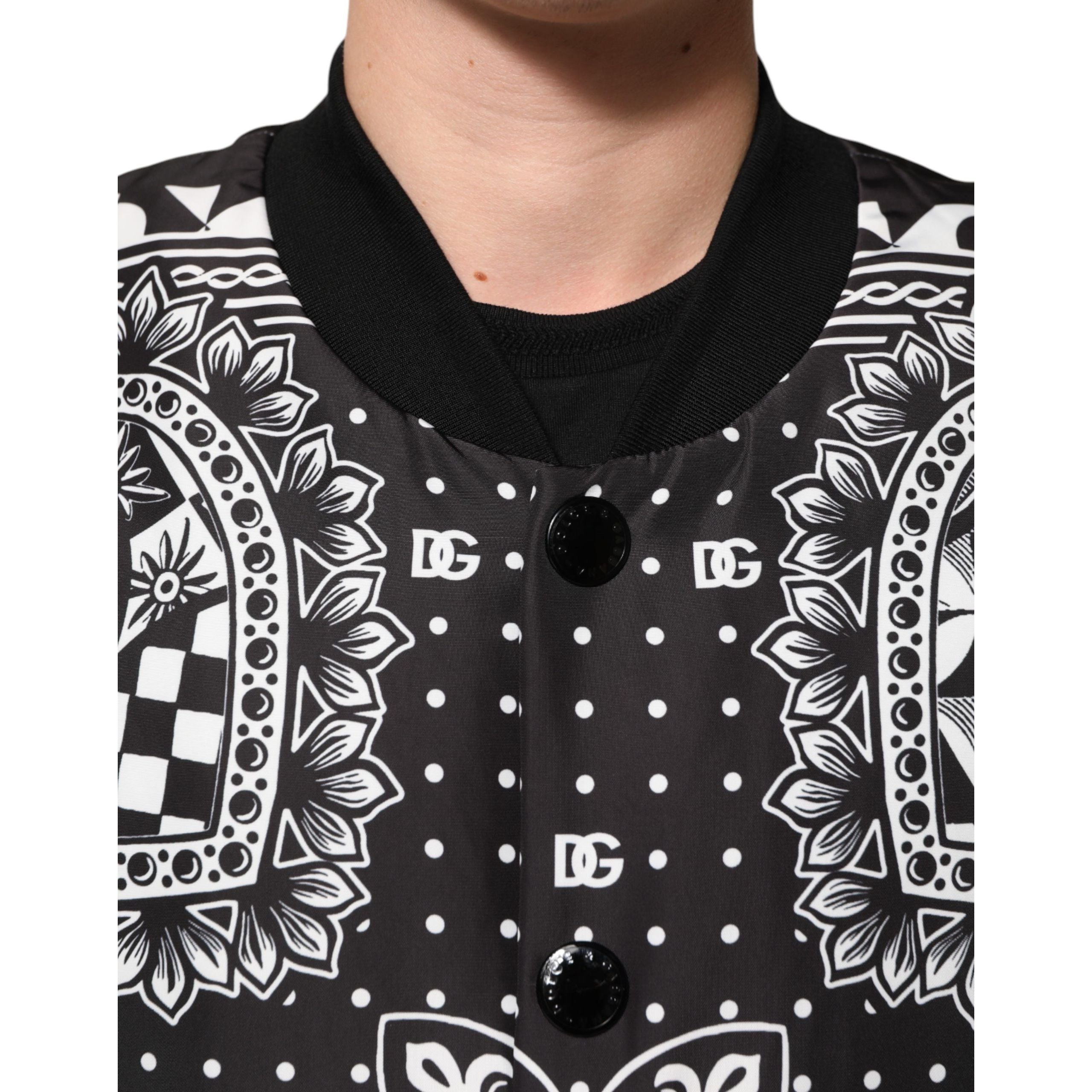 Bomber pour homme Dolce & Gabbana motif bandana noir et blanc