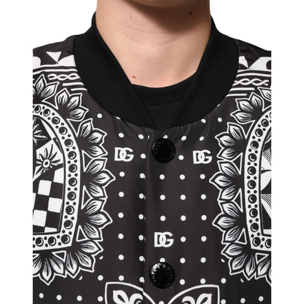 Bomber pour homme Dolce & Gabbana motif bandana noir et blanc