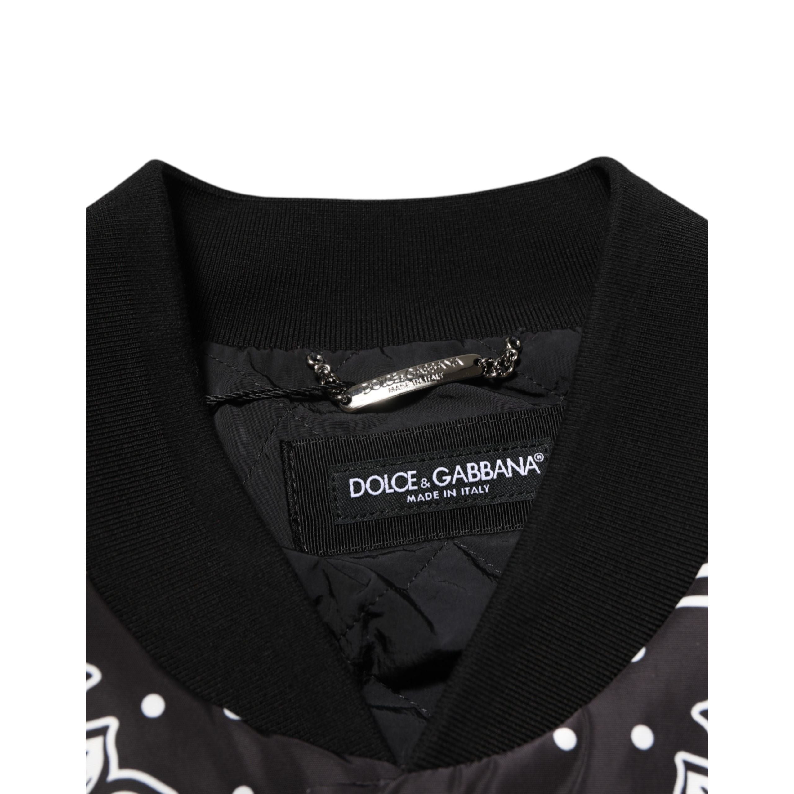 Bomber pour homme Dolce & Gabbana motif bandana noir et blanc