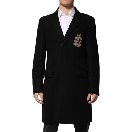 Blazer monopetto Dolce & Gabbana nero con applicazioni araldiche