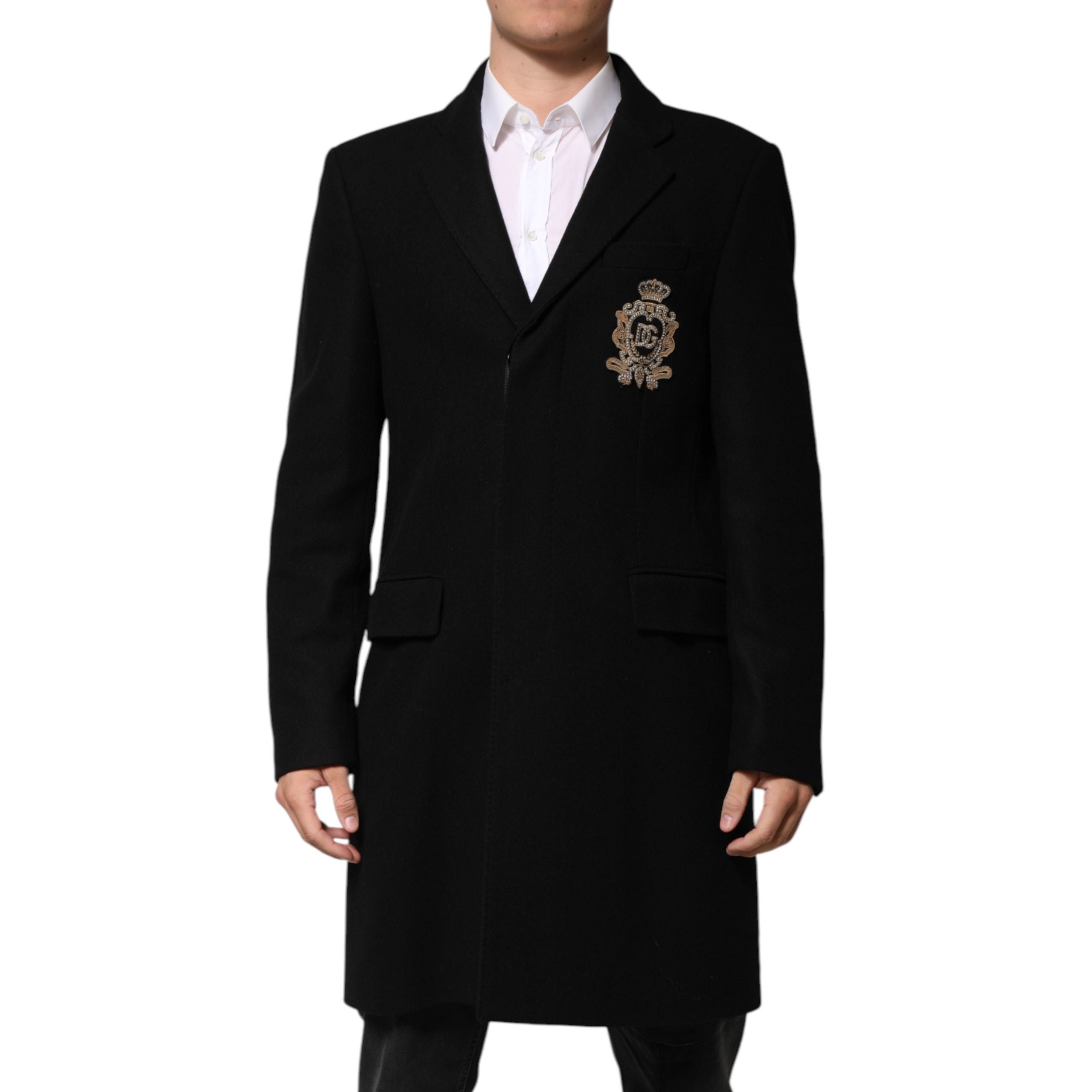Blazer monopetto Dolce & Gabbana nero con applicazioni araldiche