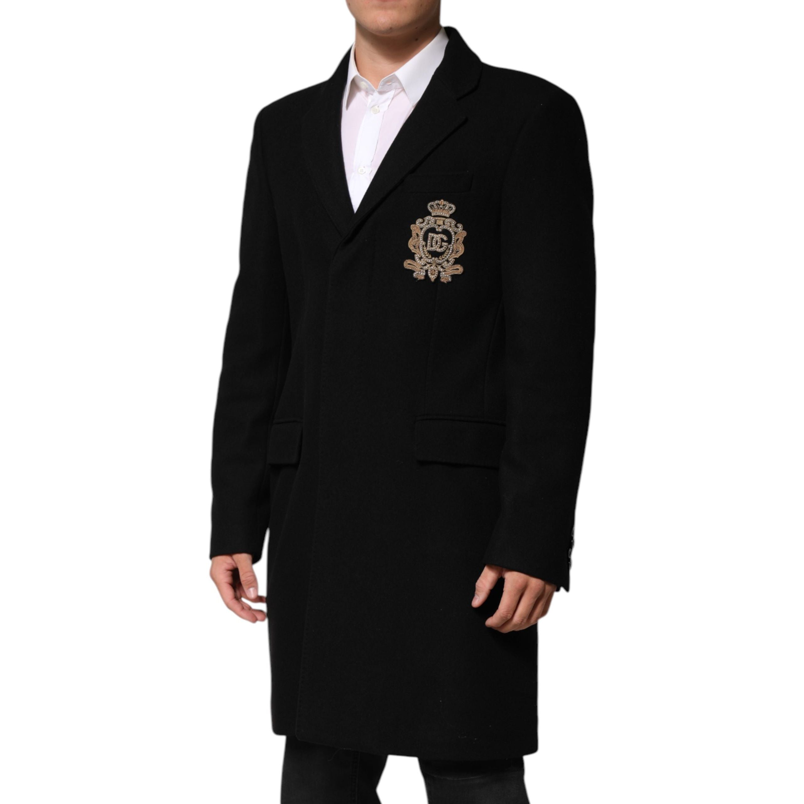 Blazer monopetto Dolce & Gabbana nero con applicazioni araldiche