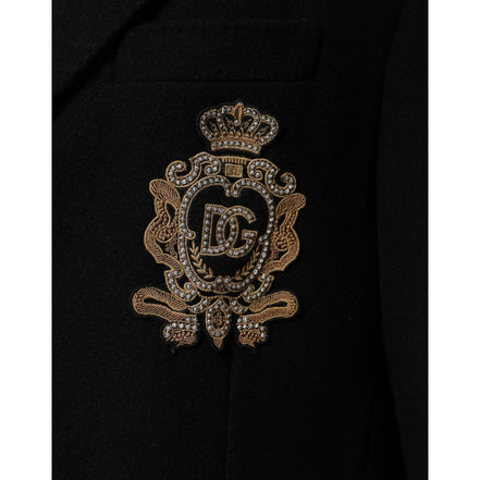 Blazer monopetto Dolce & Gabbana nero con applicazioni araldiche