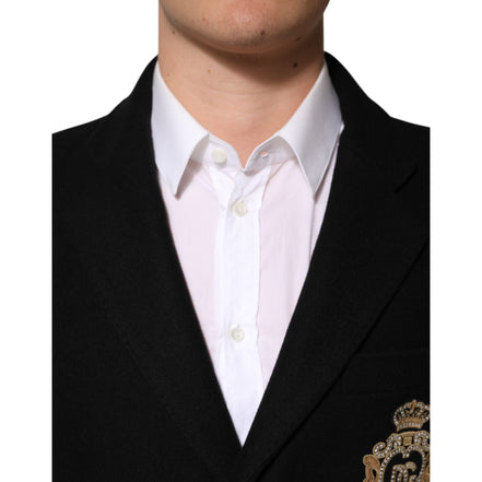 Blazer monopetto Dolce & Gabbana nero con applicazioni araldiche