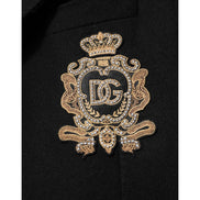 Blazer monopetto Dolce & Gabbana nero con applicazioni araldiche