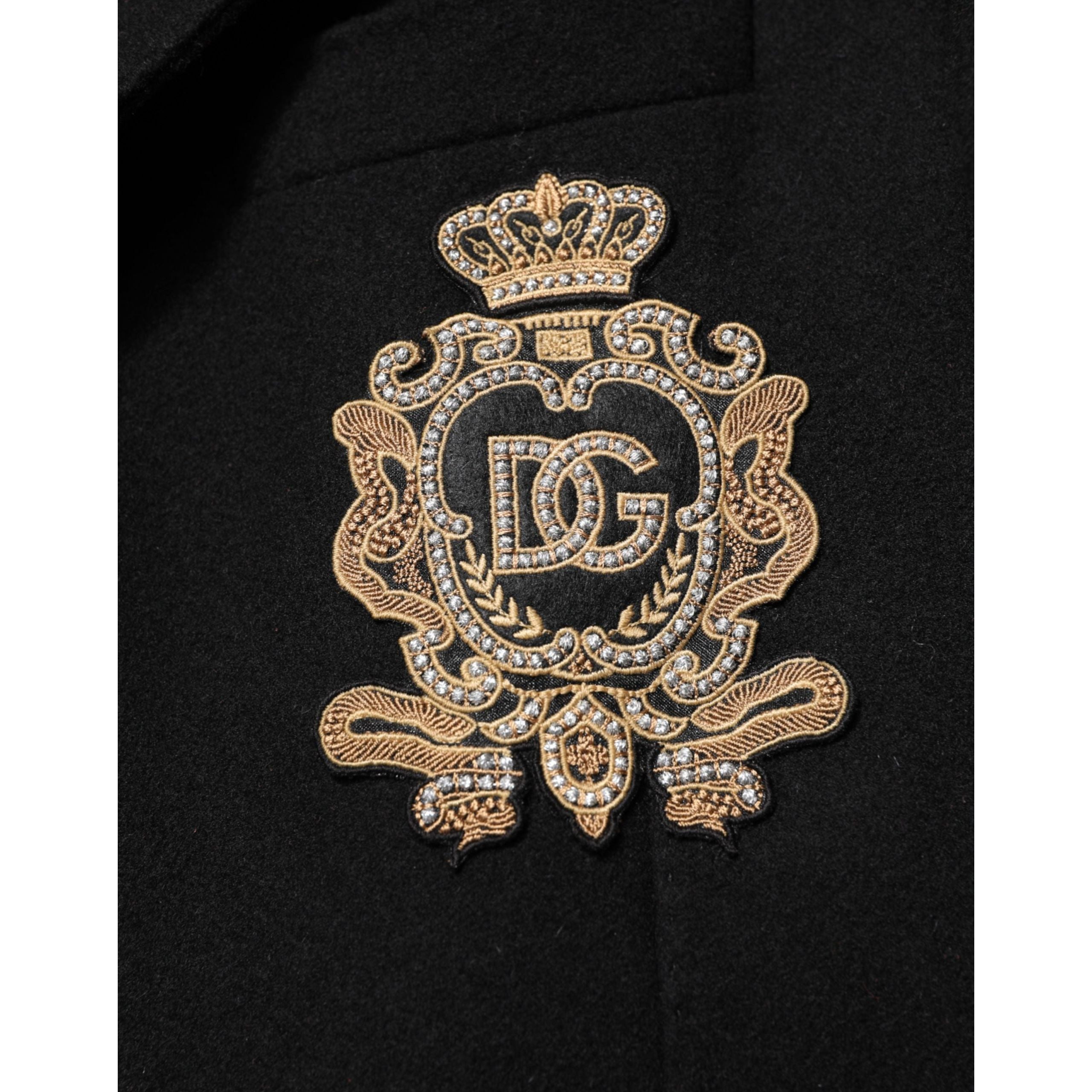 Blazer monopetto Dolce & Gabbana nero con applicazioni araldiche