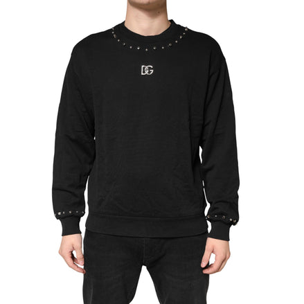 Dolce & Gabbana Black Embellished Cotton Sweatshirt