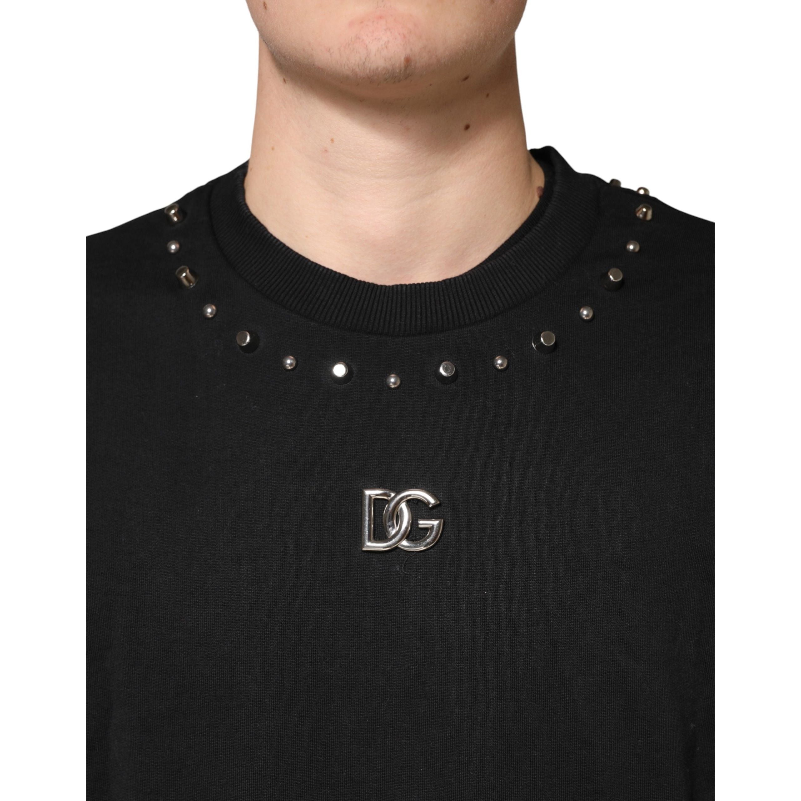 Pull Dolce & Gabbana en coton noir orné