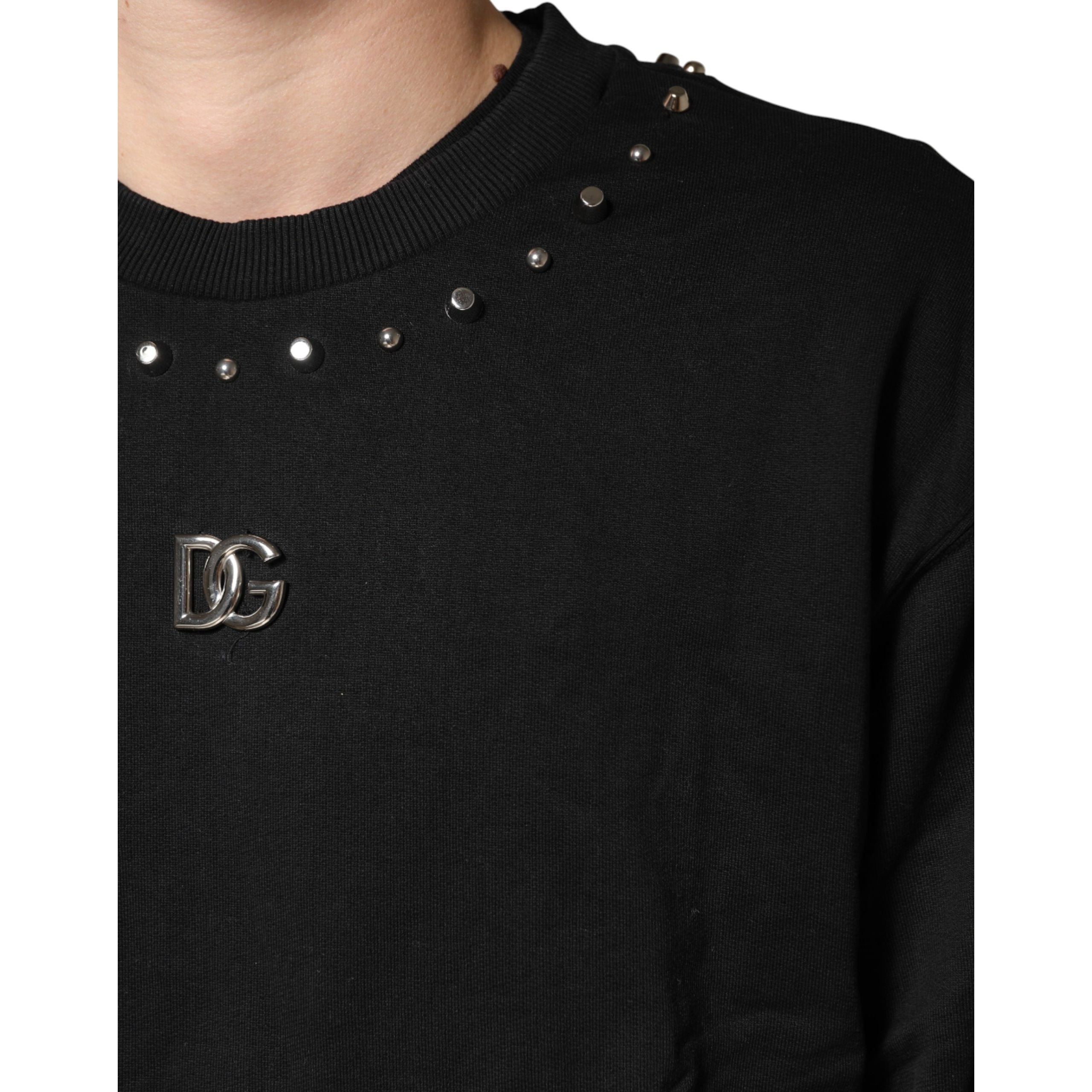 Pull Dolce & Gabbana en coton noir orné