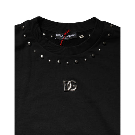 Pull Dolce & Gabbana en coton noir orné