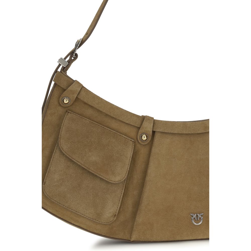PINKO Beige Pocket Body Suede Shoulder Bag