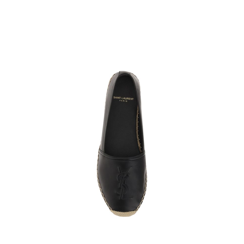 Saint Laurent Black Leather Espadrilles