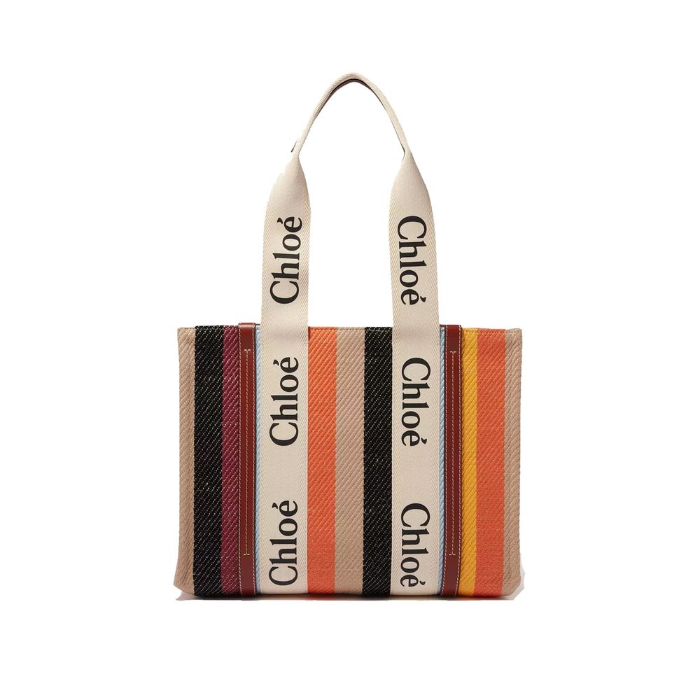 Borsa tote Chloé in lino beige