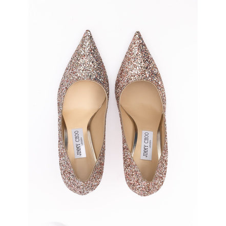 Jimmy Choo Rose Coarse Glitter Love 85 Pumps