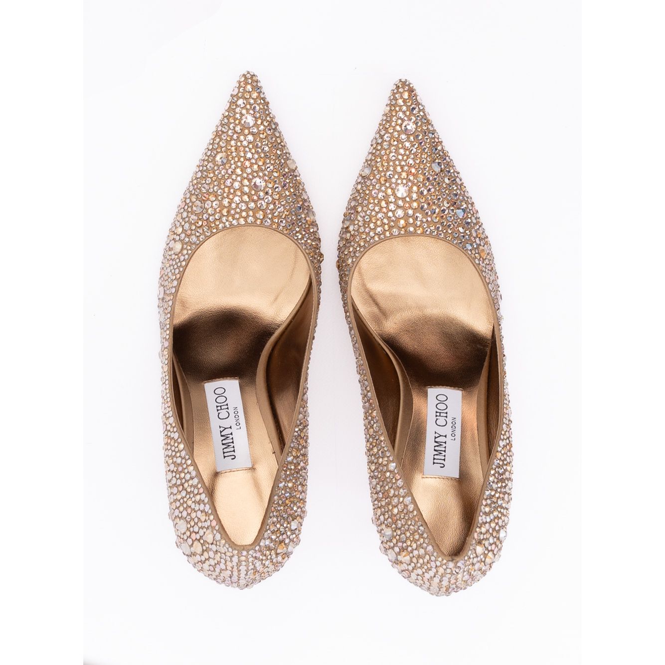 Jimmy Choo Light Bronze Crystal Love 85 Pumps