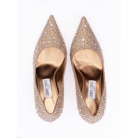 Jimmy Choo Light Bronze Crystal Love 85 Pumps