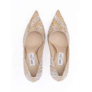 Décolleté Jimmy Choo Love 85 in pelle oro con cristalli misti