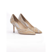 Décolleté Jimmy Choo Love 85 in pelle oro con cristalli misti