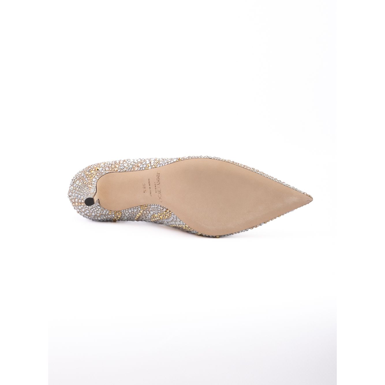 Décolleté Jimmy Choo Love 85 in pelle oro con cristalli misti
