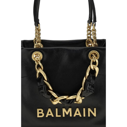 Balmain Black Calf Leather Shoulder Bag - Small 1945 Soft